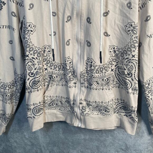 Y2k Hoodie Mens Large Bandana Print Zip Up Sweatshirt Skater Streetwear - Picture 5 of 13